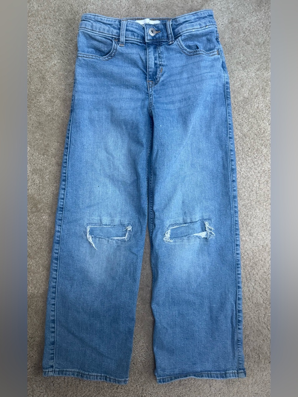 Abercrombie & Fitch Sz 9/10 Light Blue Kids' Distressed Straight Jeans